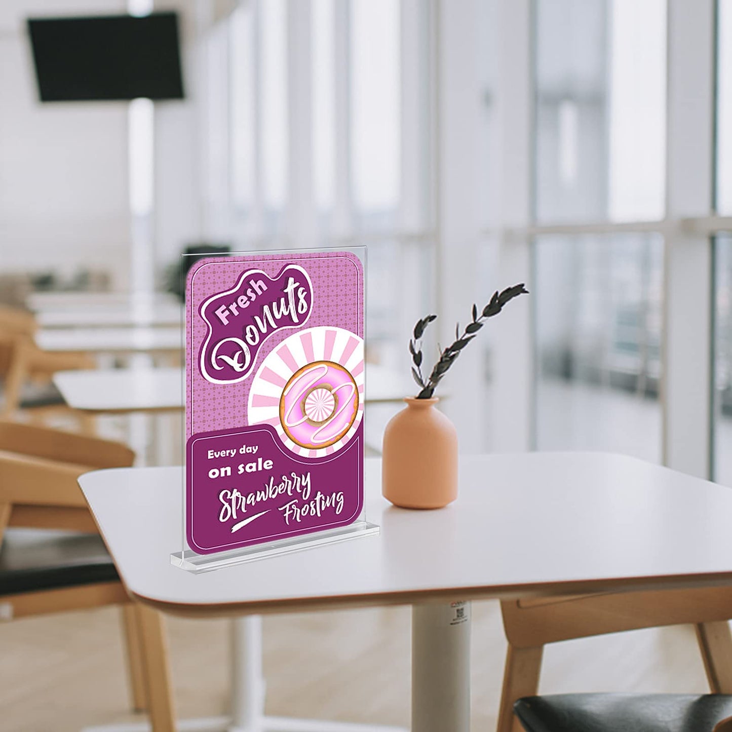 3 Pack Acrylic Sign Holder, 8.5 x 11 inches Clear Table Menu Desktop Display Stand Paper Holder Suitable for Restaurants, Office, Home, Store