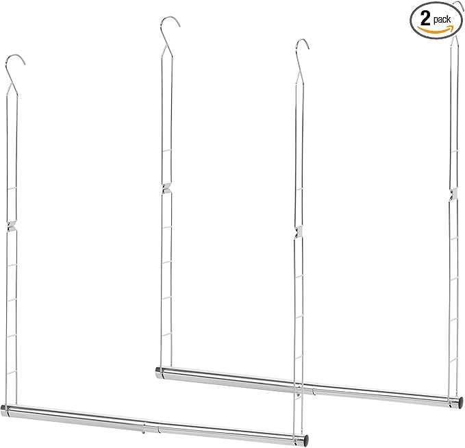 STORAGE MANIAC Hanging Closet Rod, Adjustable Width and Height Closet Hanging