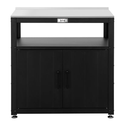Feasto Outdoor Potting Bench with Storage Cabinet, Garden Work Bench & Potting Table, Stainless Steel Tabletop Potting Station for Patio Lawn Greenhouse Gardening