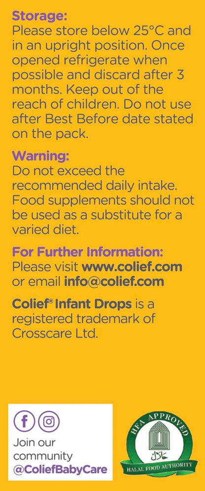 Colief Infant Drops | Lactase Enzyme Drops | Natural Colic Relief for Babies | Reduces Bloating, Wind and Crying | (15ml)