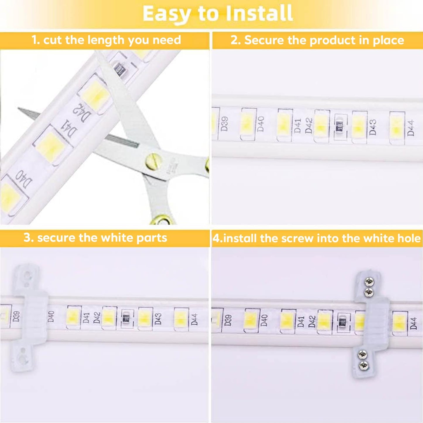 pcningled AC 110 Volt LED Light Strip Flexible Cuttable 6.56 ft Outdoor LED Lights Waterproof IP67 SMD 5730 120LEDs/m 6000K Cold White Rope Lights for Bedroom Wall Kitchen Cabinets Home Decor