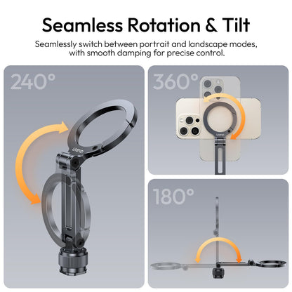 ULANZI MA07 Magnetic Phone Tripod Mount for Magsafe, Aluminum Camera Phone Mount with 1/4" Screw, Cold Shoe Magnetic Tripod for Camera, Copatibale with iPhone 17/16/15/14/13/12 Series