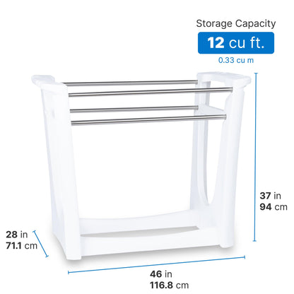 Step2 Vero Poolside Organizer, Outdoor/Indoor Waterproof Patio Furniture, Pool & Toy Storage, Made of Durable Plastic, White
