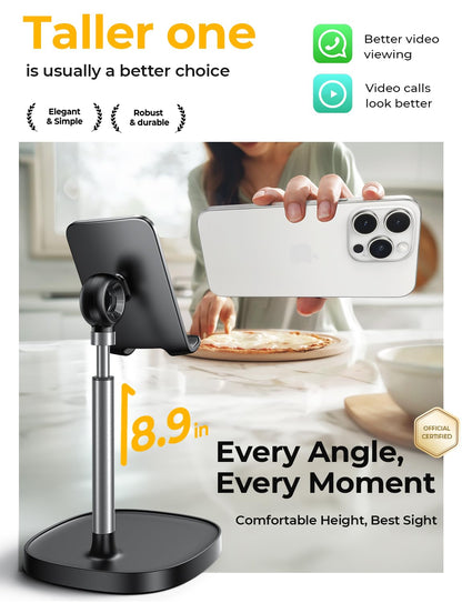 LISEN Cell Phone Stand Adjustable for iPhone Phone Holder for Desk, Office Desk Accessories Computer PC for iPhone Stand Gaming Essentials Fit Otterbox Case Phones Switch Kindle iPad Air Tablet 4-10in