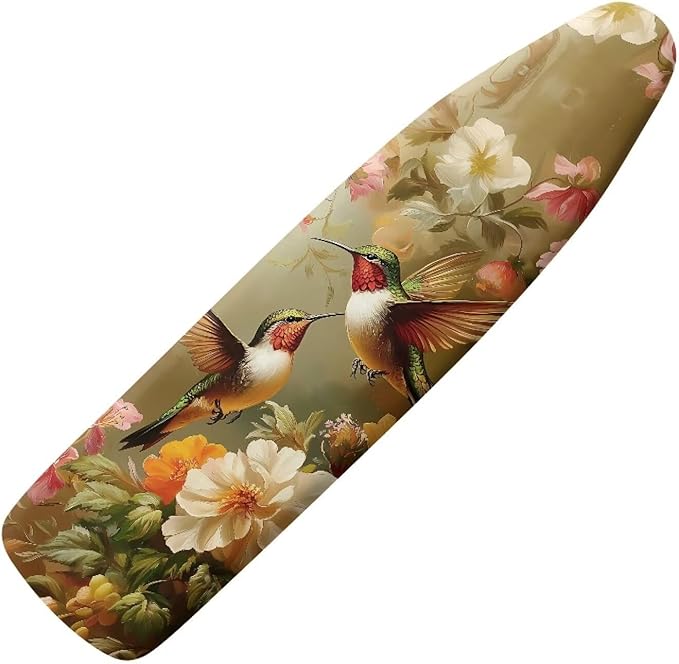Hummingbird Flower Cover for Ironing Board 15x54 Inch Standard Size Iron Board