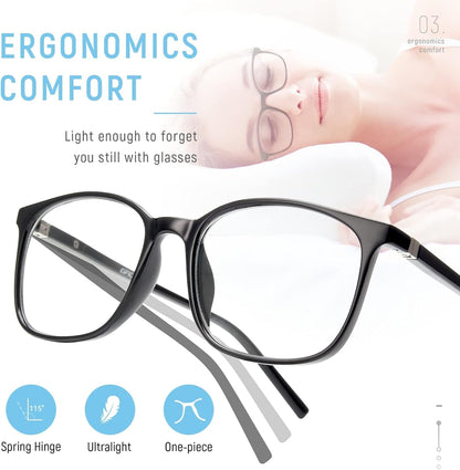 Ultralight Blue Light Glasses for Women - up to 99% Protection Computer Glasses for All Day Comfort - Anti UV Glare & Eyestrain