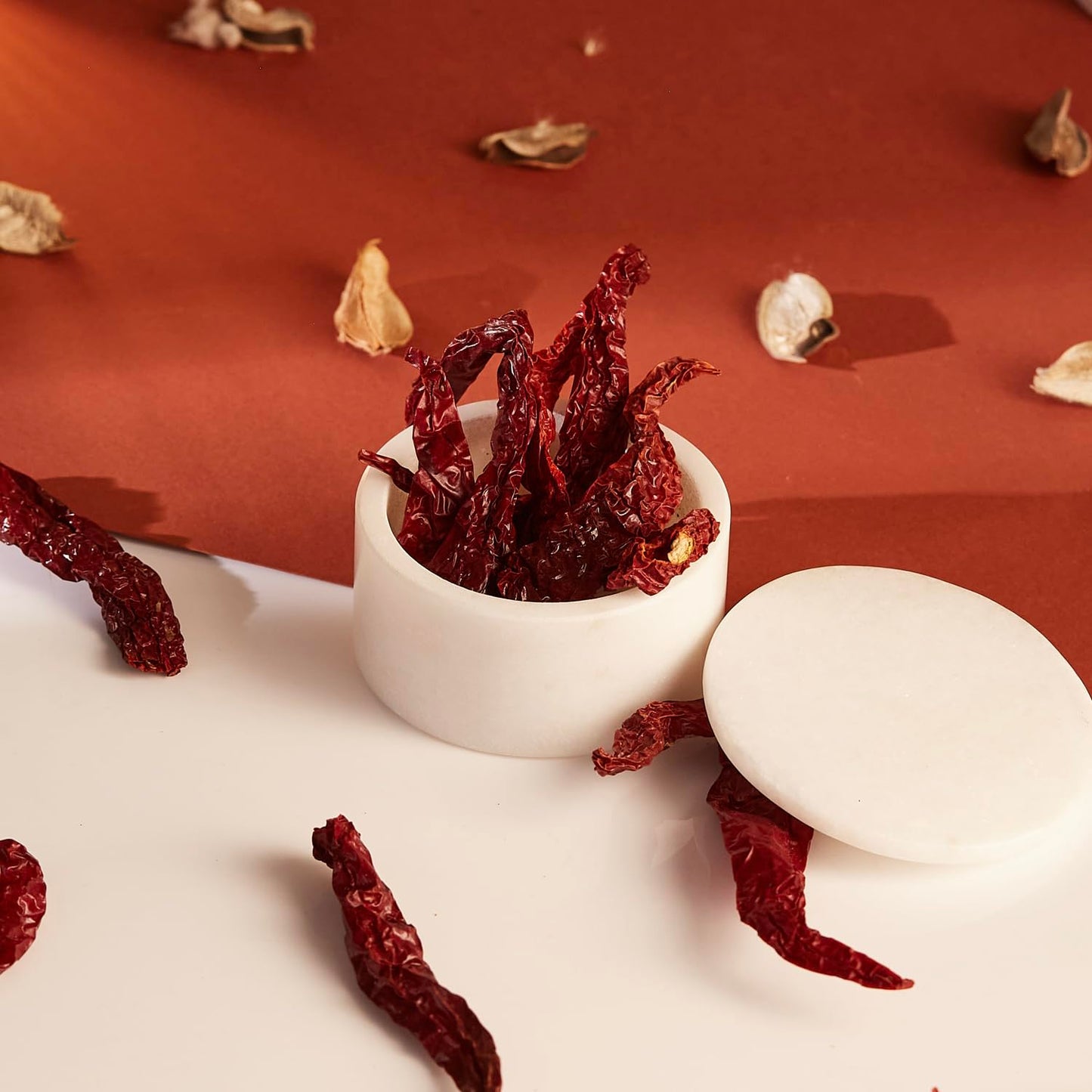 Queenza White Marble Salt Cellar with Lid – Handmade 3 Inch Marble Salt Bowl, Kosher Salt Keeper, Spice & Herb Container