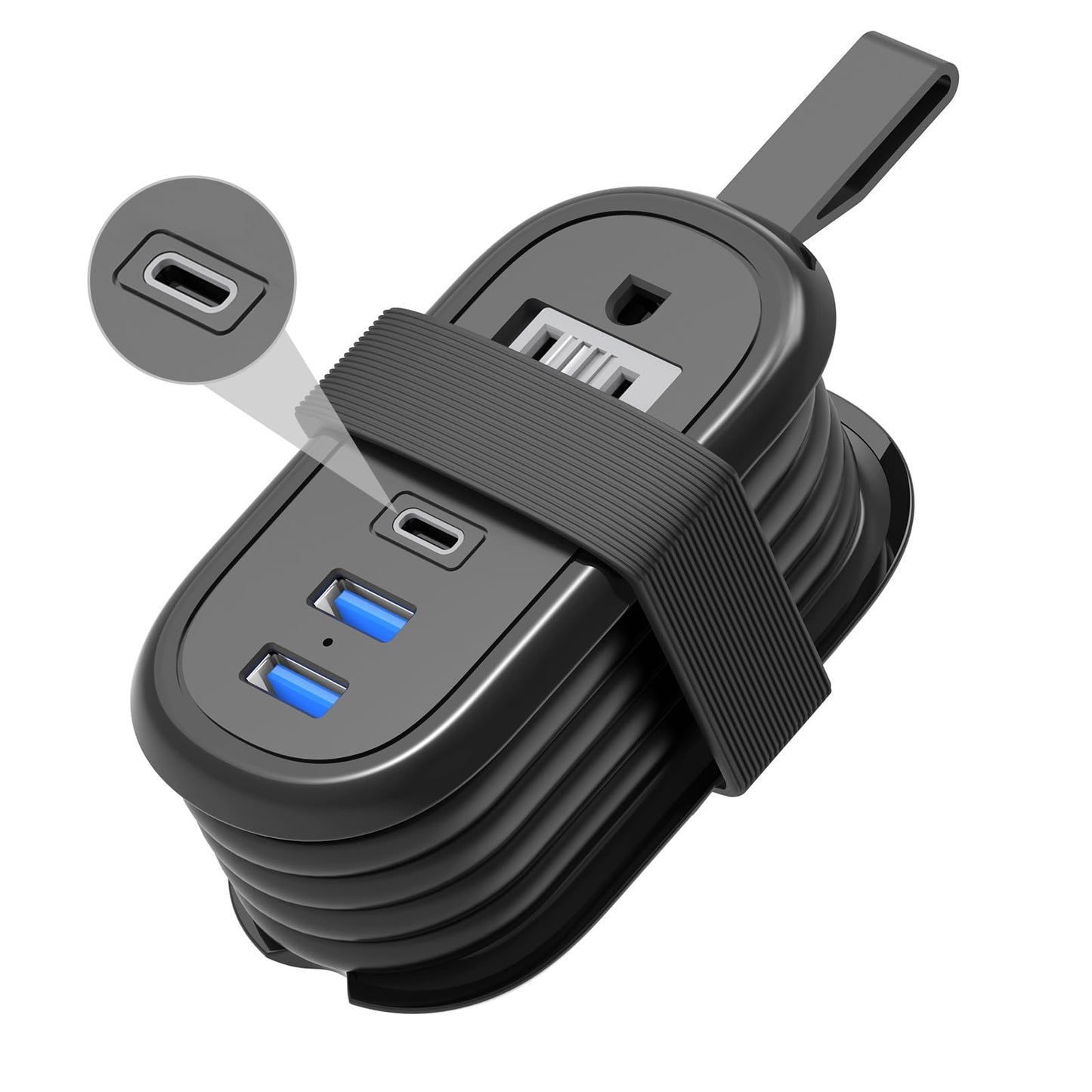 BEVA Travel Power Strip with USB Ports, 4FT Travel Flat Plug Extension Cord, Fast Charge PD 20W 2 Outlets 3 USB Ports, Non Surge Protector for Cruise Ship Travel Essentials(PD20W Charge Black)