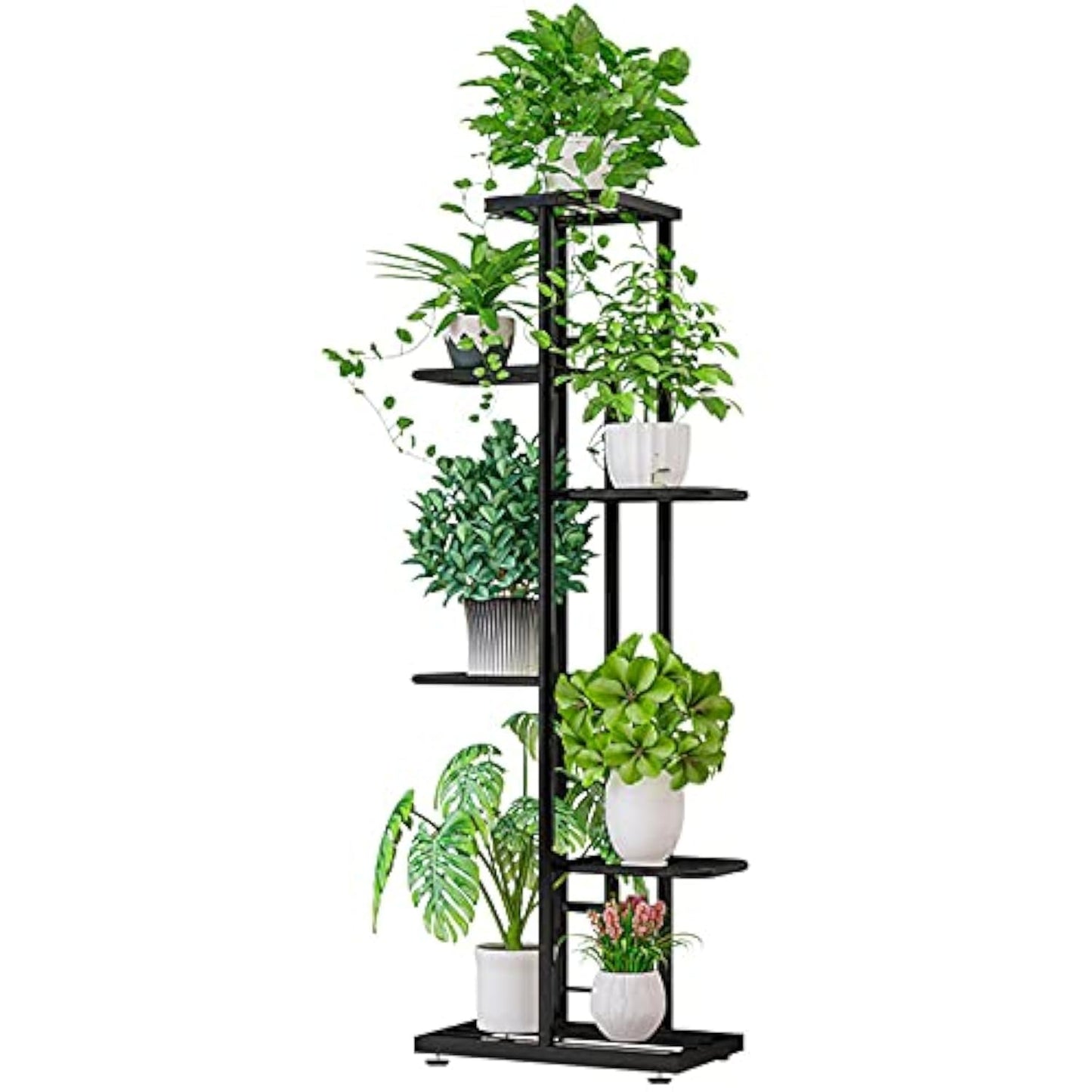 MTB Garden 6 Tier Metal Plant Stand for Indoor Outdoor Flower Pot Display Planter Shelf, Charcoal Grey