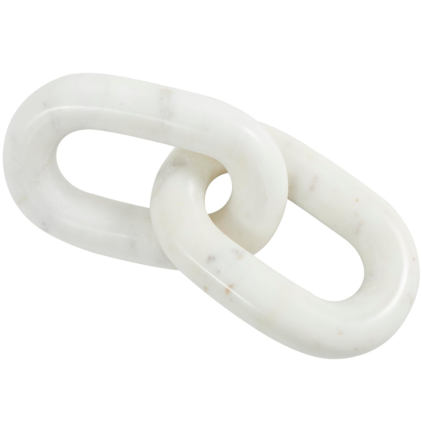Deco 79 Marble Chain Handmade Decorative Sculpture Geometric 2 Link Home Decor Statue, Accent Figurine 9" x 4" x 2", White