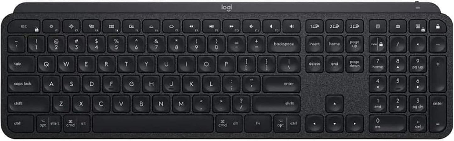 Logitech MX Keys Advanced Wireless Illuminated Keyboard, Tactile Responsive Typing, Backlighting, Bluetooth, USB-C, Apple macOS, Microsoft Windows, Linux, iOS, Android, Metal Build (Black)