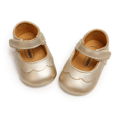 MASOCIO Baby Mary Jane Shoes Infant Anti-Slip Wedding First Walking Shoes Gold 12-18 Months
