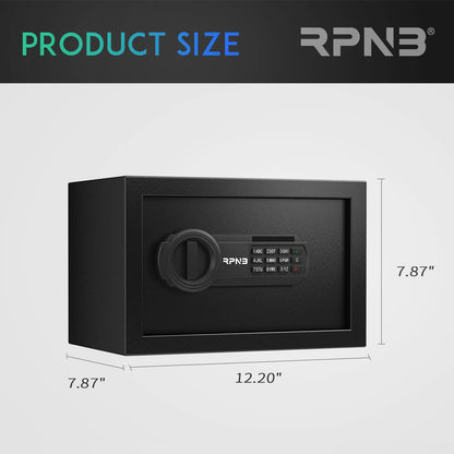 RPNB Deluxe Safe and Lock Box, Digital Keypad Safe Box, Steel Alloy Small Safes, Keypad Lock, Perfect for Home Office Hotel Business Jewelry Cash Use Storage