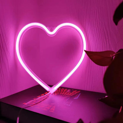 LED Neon Heart Sign,Love Hearts Neon Light for Girls Pink Room Bedroom Dorm Decor,USB or Battery Powered Heart Lamp for Wedding Valentine's Day Mother's Day Window Wall Decorations(1Pc Pink)