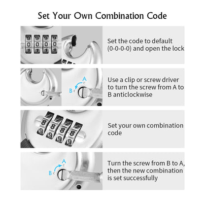 CINCINNO 4 Digit Combination Lock, Combination Disc Padlock with Hardened Steel Shackle Combo Padlock for Sheds, Locker, Storage Unit, Gym and Fence (8 Pcs)