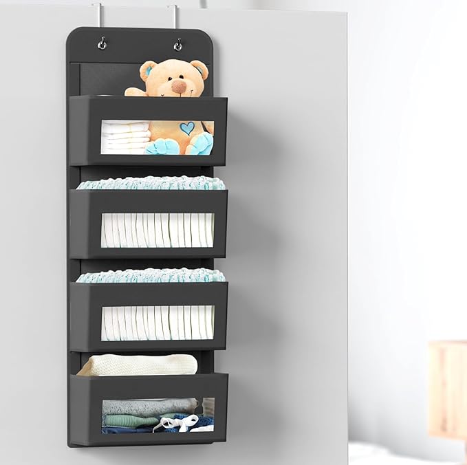 Simple Houseware 4 Clear Window Pocket Over Closet Door Storage Hanging