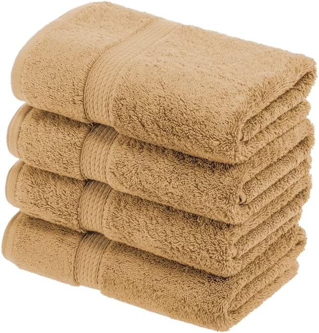 SUPERIOR Egyptian Cotton Pile Hand Towel Set of 4, Ultra Soft Luxury Towels