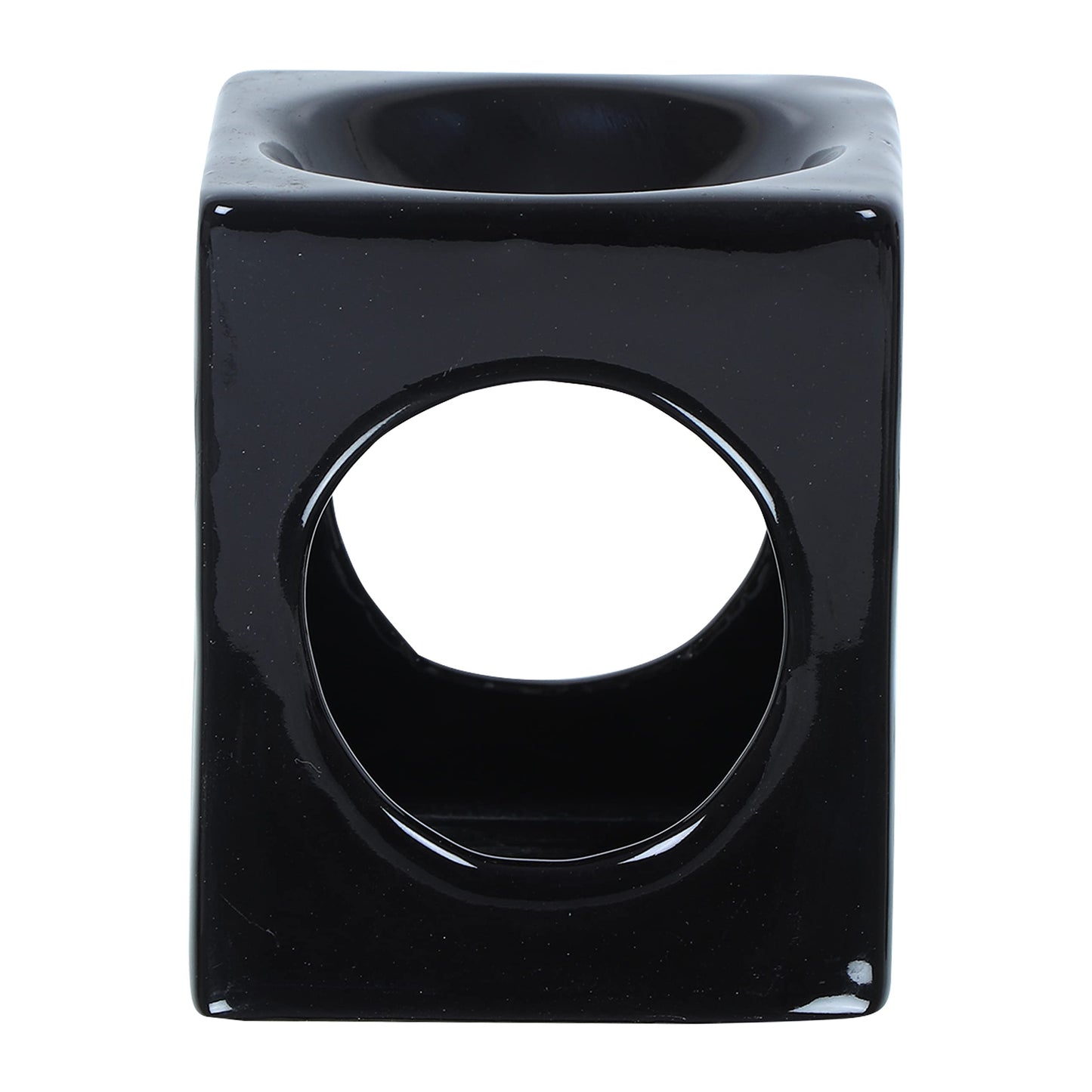 WHOLELIFEOBJECTS Ceramic Tealight Candle Holder Oil Burner, Essential Oil or Wax Melts Burner, Aromatherapy Aroma Oil Diffuser Furnace Home Decoration Romantic Black