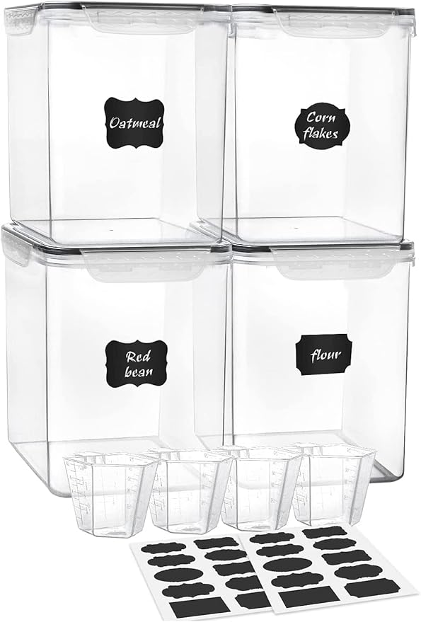 Large Food Storage Containers 5.2L, MCIRCO 4 Pieces Plastic Airtight Food