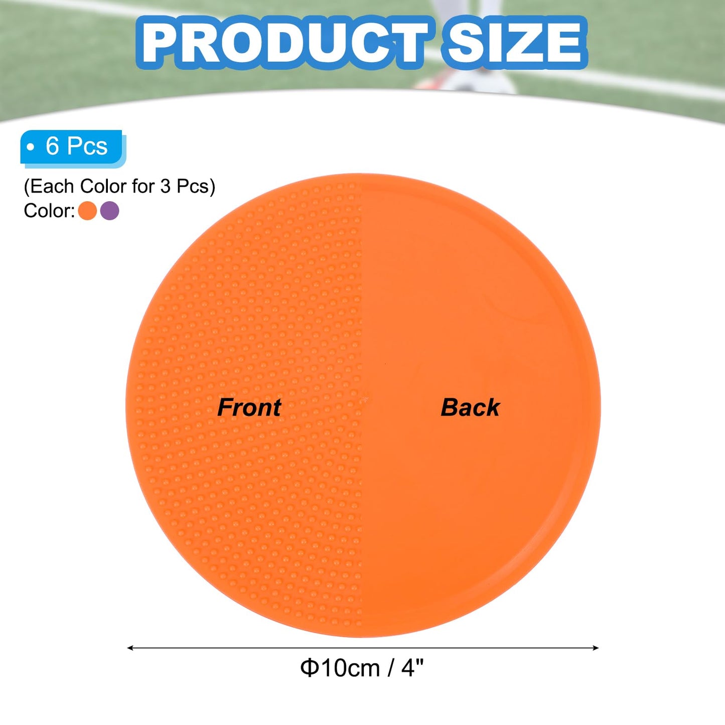 PATIKIL Spot Markers 4 Inch, 6 Pcs Non-Slip Floor Dots Agility Markers Flat Field Cones Poly Dots for Gym PE Speed Training Dance Soccer Basketball Sports, Orange/Purple