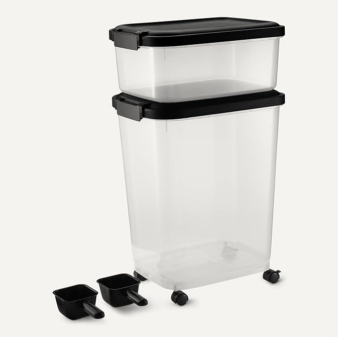 Amazon Basics Pet Food Storage Container Set, 30lbs and 10lbs