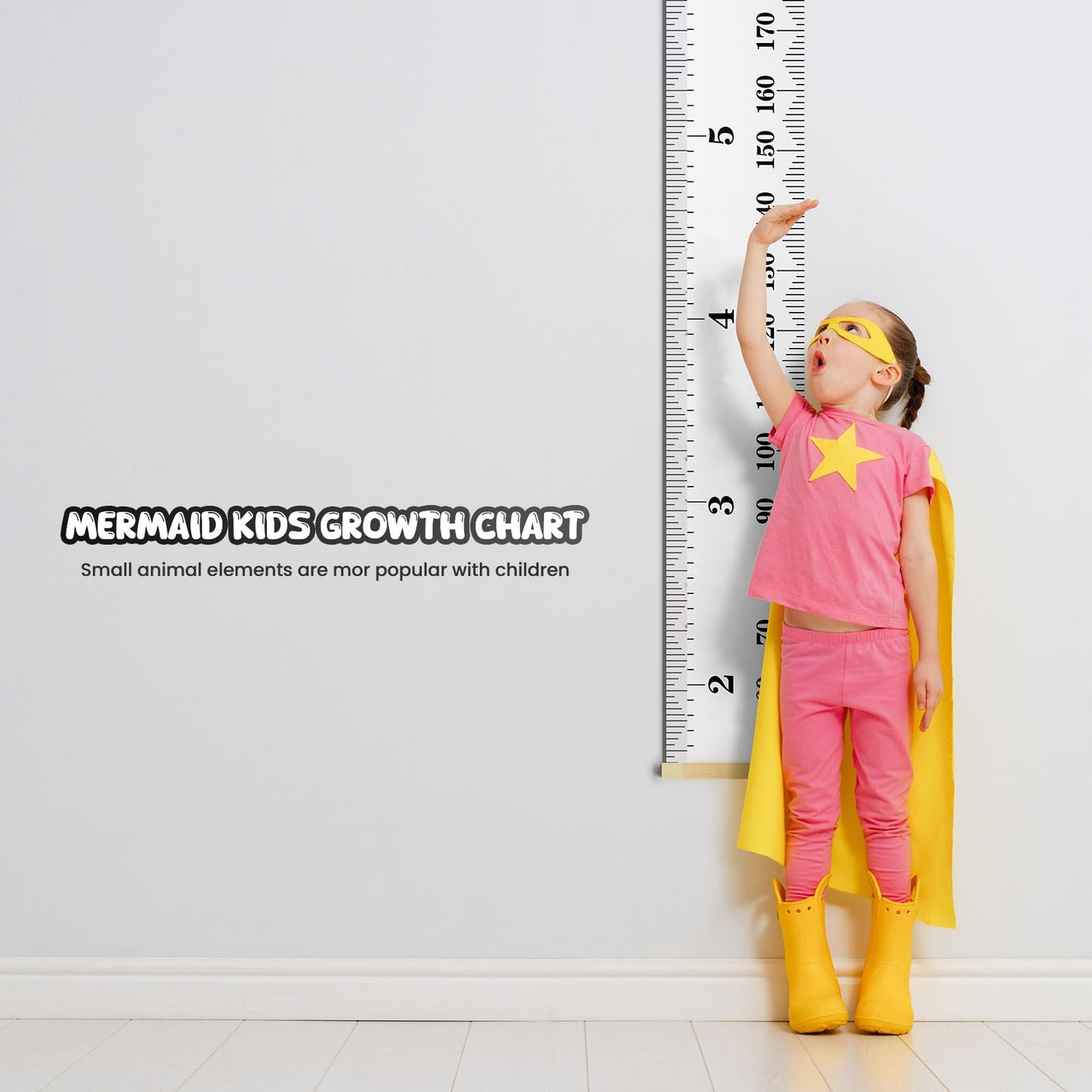 Kids Growth Chart Wall Hanging Baby Height Growth Chart Height Chart for Kids Removable Wall Decor for Kids Canvas Ruler Kids Measuring Chart for Wall Accurate Measurement Child Growth Chart (White)