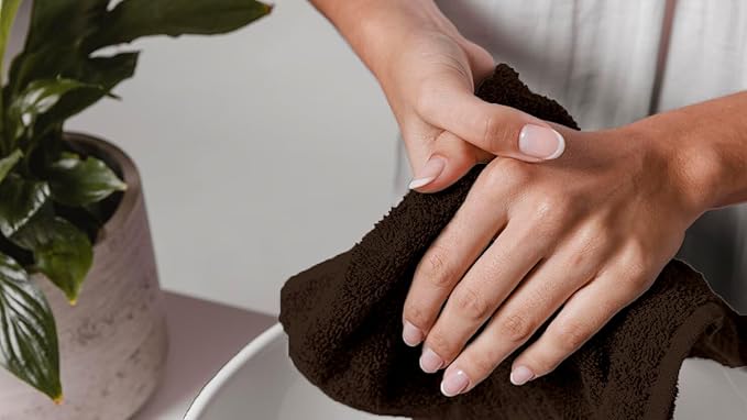 Avalon Towels Cotton Washcloths 24-Pack – 12 x 12 Inch Brown Super Soft &