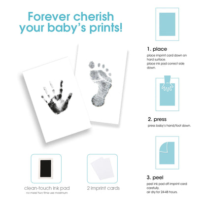 Pearhead Babyprints Newborn Baby Handprint and Footprint Photo Frame Kit with Included Safe for Baby Clean-Touch Ink Pad, White, Memorable Christening Keepsake, Gift for Any New Mum