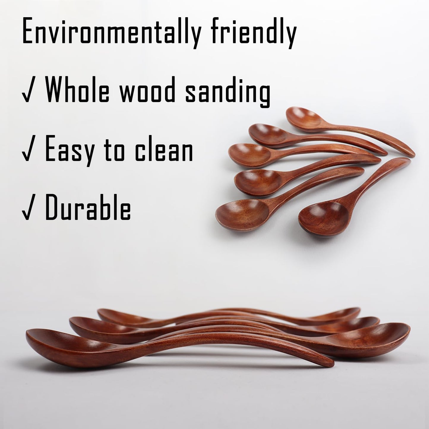 6 pcs Wooden Spoons for Eating, 6.7 inch Wooden Honey Spoons for Tea, Wood Teaspoons for Stirring Coffee - Perfect for Soup,Eating,Scooping Jars & Canisters,Dessert
