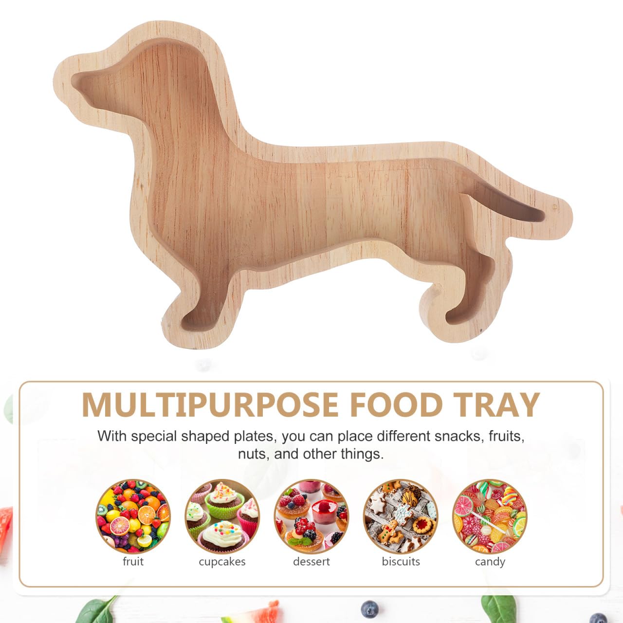 GARVALON Christmas Dachshund Dog Shaped Snack Serving Tray Creative Dessert Plate for Fruits Treats Unique Dish for Holiday Gatherings Parties for Dachshund