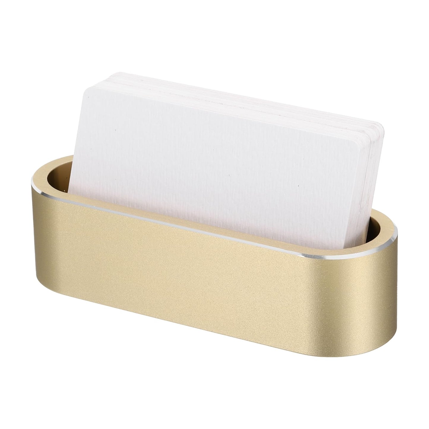 PATIKIL Business Card Holder for Desk, Metal Name Card Display Organizer Aluminum Alloy Desktop Card Stands for Office Desk Organization, Champagne Gold