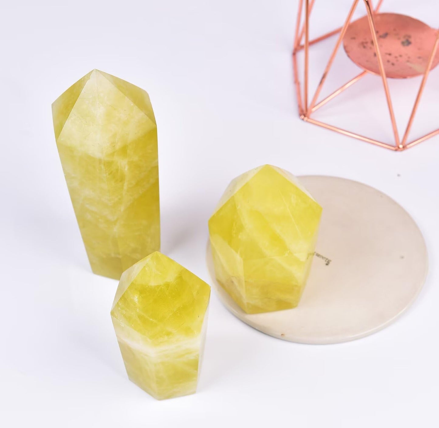 VIZYTOU Lemon Quartz Stone Tower Obelisk Large Healing Crystal Rock Point Wand Reiki Healing Meditation Stone 2.2-2.8 LBS
