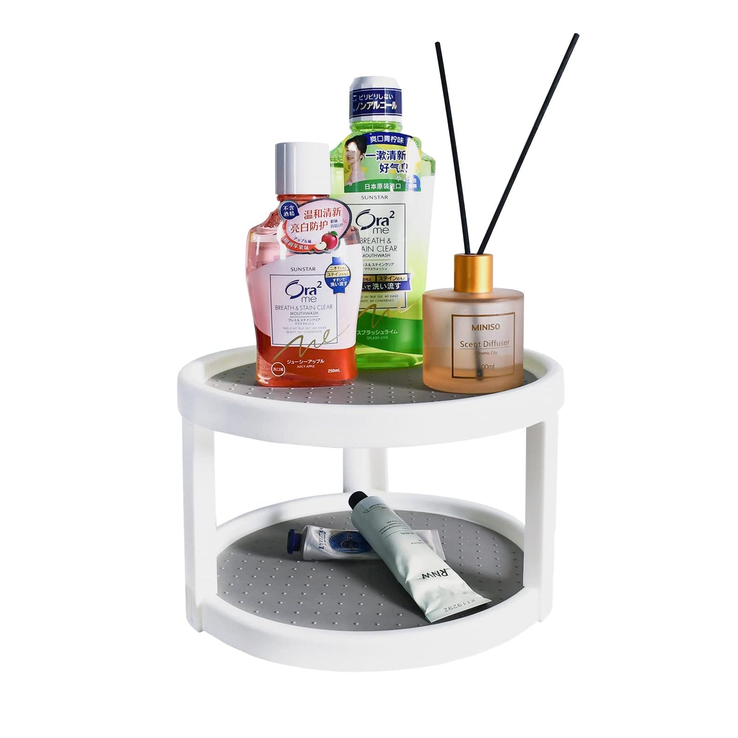 Lazy Susan Organizer, 2 Tier Non Skid Spice Rack Turntable,360 Degree Rotating Seasoning Organizer, 10-Inch Spinning Organizer for Pantry Cabinet, Kitchen, Countertop, Vanity Display Stand