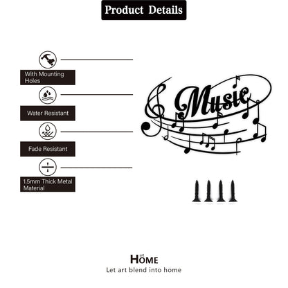 Sanshaoye Metal Music Note Wall Art Sign for Home Décor, Hanging Musical Note Decoration for Music Rooms, Studios and Home Walls, Gift for Musicians, 12” x 7.4”