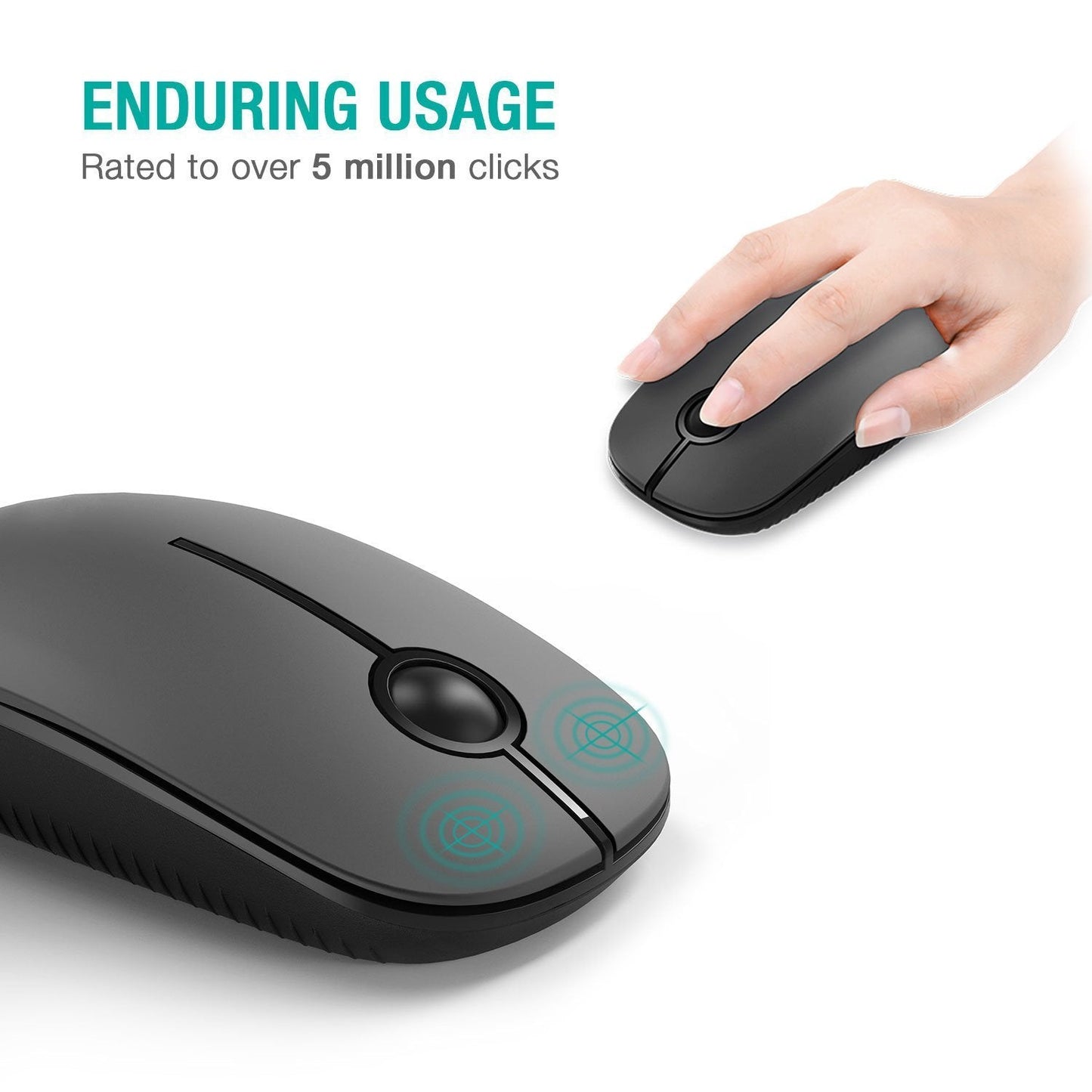 VssoPlor Wireless Mouse, 2.4G Slim Portable Computer Laptop Mouse with Nano Receiver Quiet Silent Optical Mice for Notebook, PC, Laptop, Computer-Black and Gold