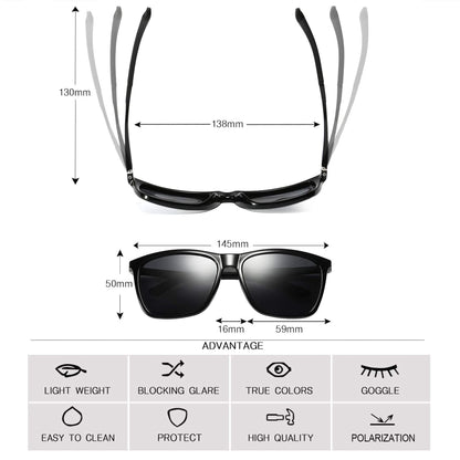 Polarized Sunglasses for Men Aluminum Mens Sunglasses Driving Rectangular Women Sun Glasses (Grey Lens/Black Frame)