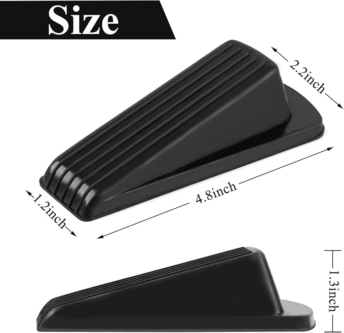 12 Pack Door Stoppers for Bottom of Door, 4.8x2.2x1.3in Door Stops, Rubber Door Stopper Wedge, Sturdy Stackable Door Stops for Floor
