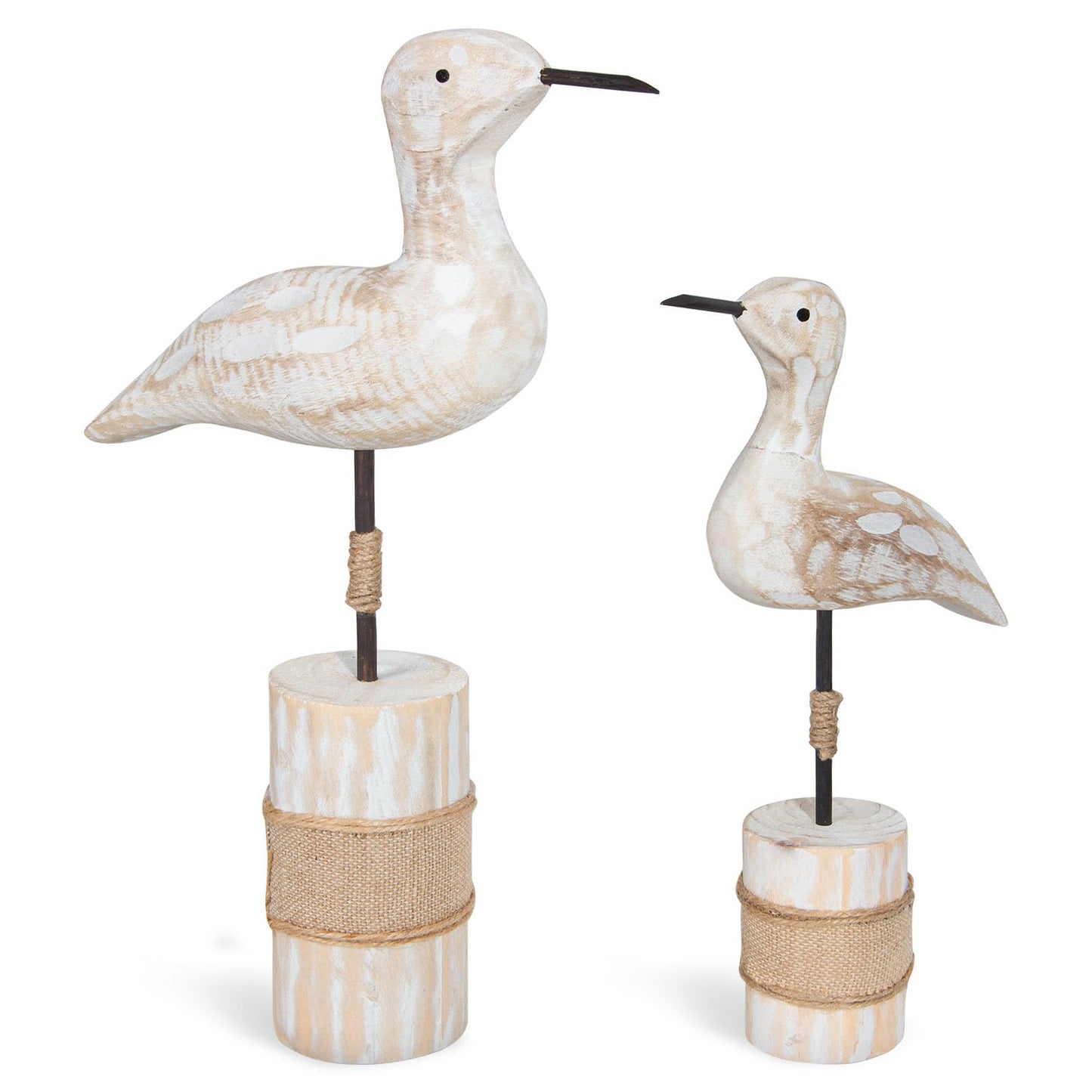 EVINIS Wooden Sea Birds Statues Coastal Decor, White Seagull Statues for Nautical Coastal Beach Ocean Home Decoration