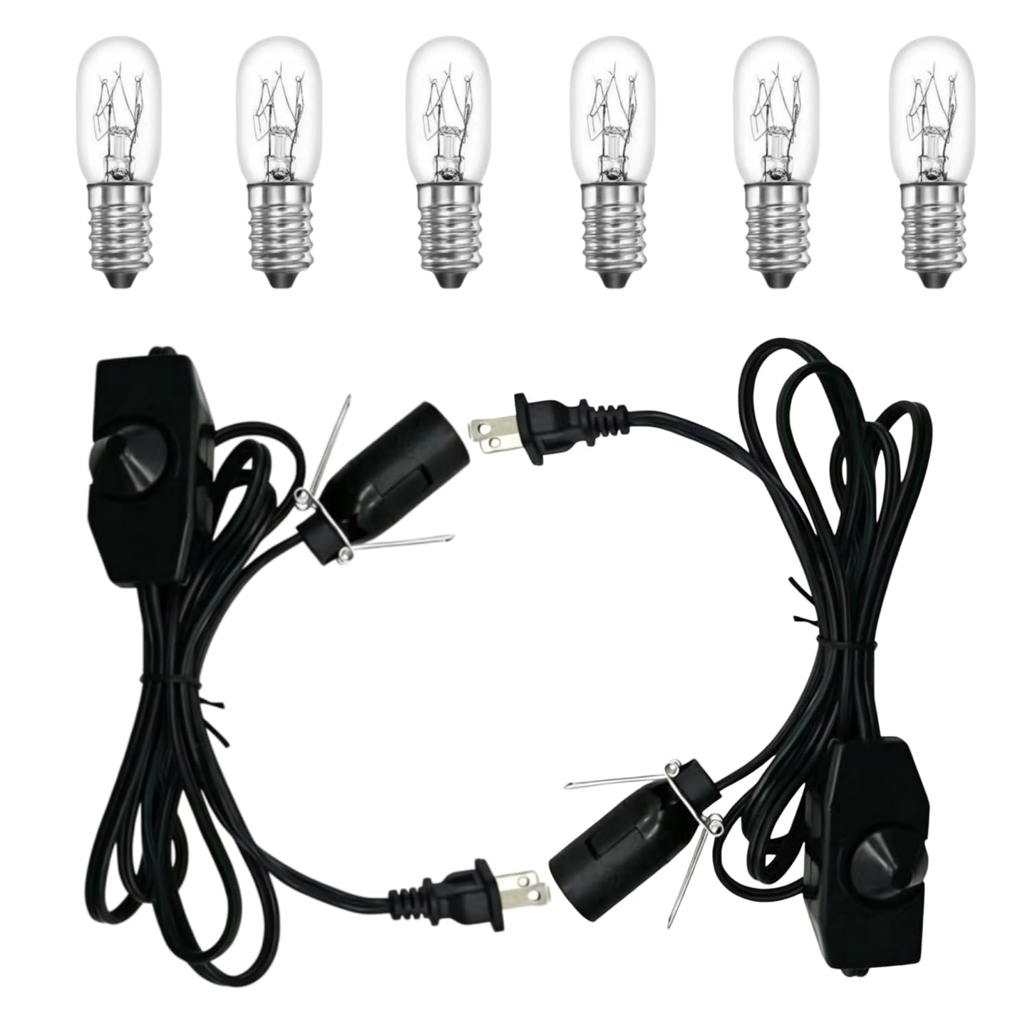 JIEOADOU Himalayan Salt Lamp Cord, with Dimmer Switch,Christmas Bulb, Cord with Dimmer Control and Base Assembly,6 Feet,2-Pack for Himalayan Salt Lampsand with 6 Free 15Watts Bulbs for Salt Lamp