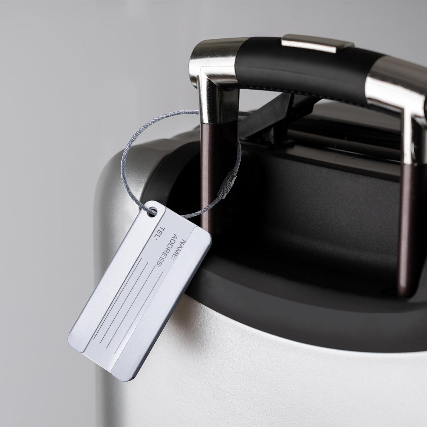 AOUTACC 8 Pack Aluminium Metal Travel Luggage Tags Suitcase Card Holder Baggage Name Address ID Bag Label with Key Ring