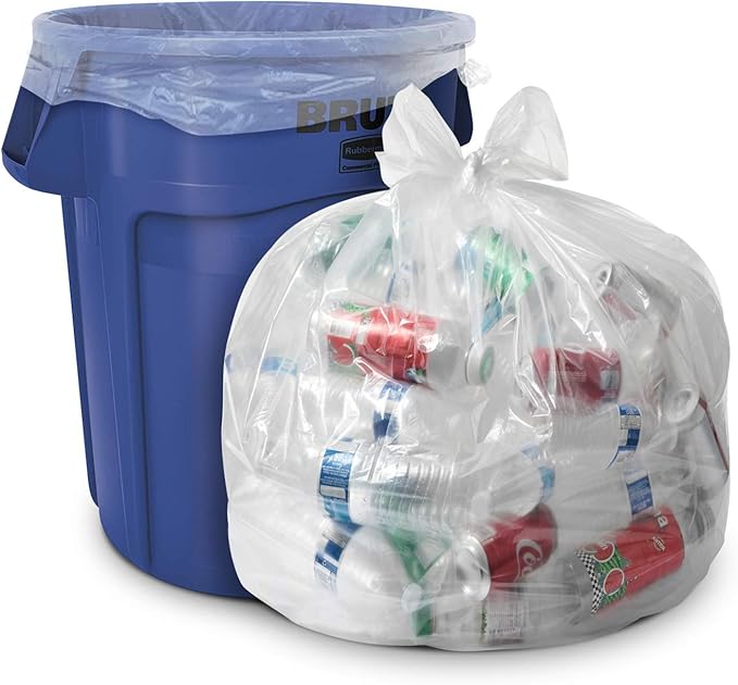 Aluf Plastics 55-60 Gallon 1.5 MIL Clear Garbage Bags