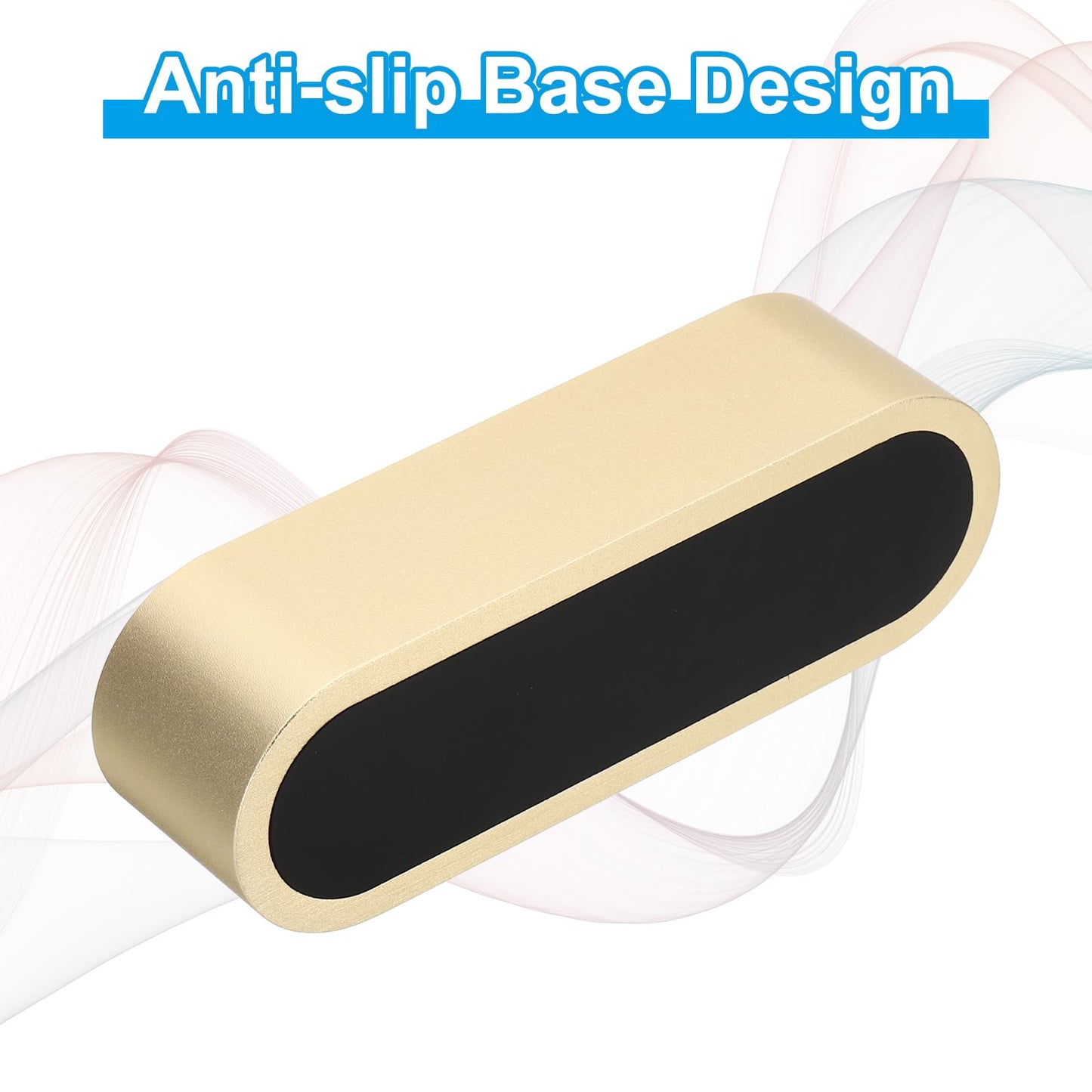 PATIKIL Business Card Holder for Desk, Metal Name Card Display Organizer Aluminum Alloy Desktop Card Stands for Office Desk Organization, Champagne Gold