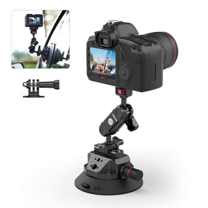Ulanzi SC-02 Heavy-Duty Suction Cup Mount for Camera/Accessory (4.5"), Pump-actived Vacuum Camera Suction Cup Mount for Action Cameras w Quick Release NATO Magic Arm Car Boat Windshield Window Mount