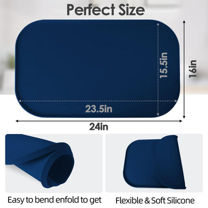 TOHONFOO Silicone Coffee Mat with Lip, 19.7'' x 15'' Heavy Duty Bar Mat, Coffee Tray for Countertop Fit Under Machine Pot Espresso Machine, Grey