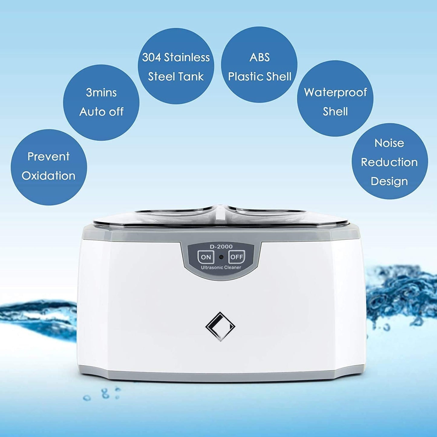 LifeBasis D-2000 Ultrasonic Cleaner Jewellery Cleaner Machine 420ML 45000Hz Silver Cleaner with Watch Stand for Cleaning Jewelry Necklaces Rings Glasses Watches Coins Razors Guin-ness Surger Tins