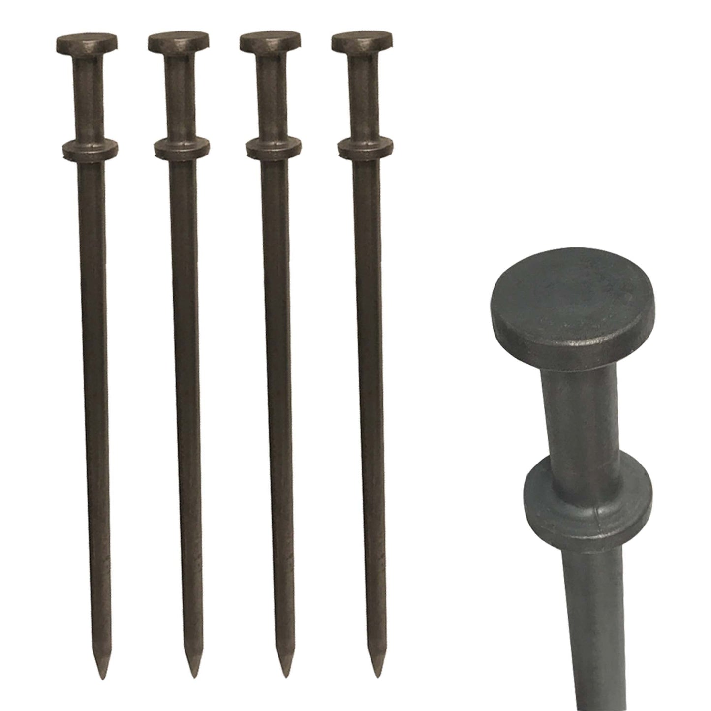 Moose Supply Double Head Tent Stakes, Heavy Duty Steel Outdoor Ground Spikes to Anchor Commercial Inflatables, Party Tents and Camping Shelters, 3/4 Inch x 36 Inch, Pack of 4