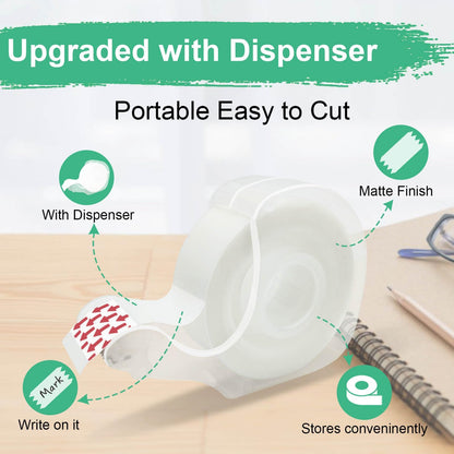 BeataTap Tape, Invisible Tape for Gift Wrapping, 6 Rolls+6 Refillable Dispensers, Matte Finish, Writable, 3/4″x 650″, Clear Tapes for Christmas Wrapping Paper, Office&School Supplies