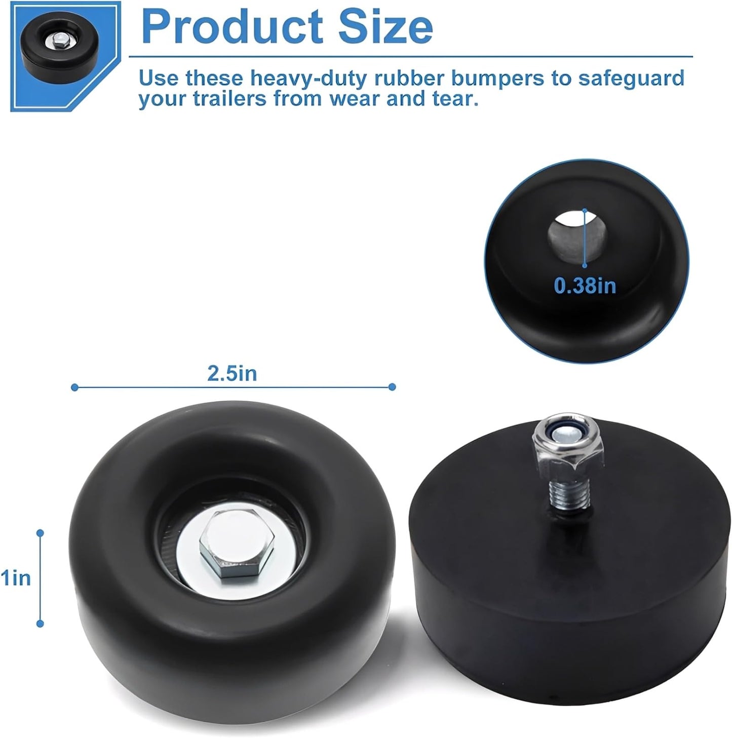 Heavy-Duty Anti-Vibration Rubber Feet for Pressure Washers, Compressors, Trailers, and Generators Rubber Mounting Feet 1 x 2.5 Inches 4-Piece Set with Screw Kit