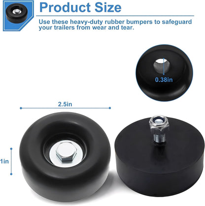 Heavy-Duty Anti-Vibration Rubber Feet for Pressure Washers, Compressors, Trailers, and Generators Rubber Mounting Feet 1 x 2.5 Inches 4-Piece Set with Screw Kit
