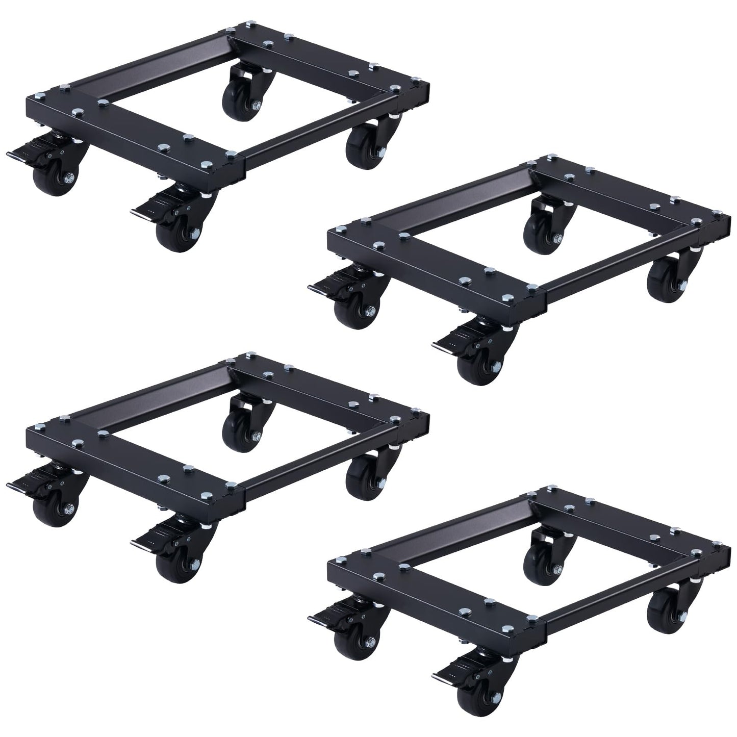 GVGBUK Heavy Car Dolly Set of 4, Heavy Duty Wheel with Brake, Total Weight 6000 LBS, Double ramp Design for Moving Cars, Trucks, Trailers, Motorcycles, and Boats